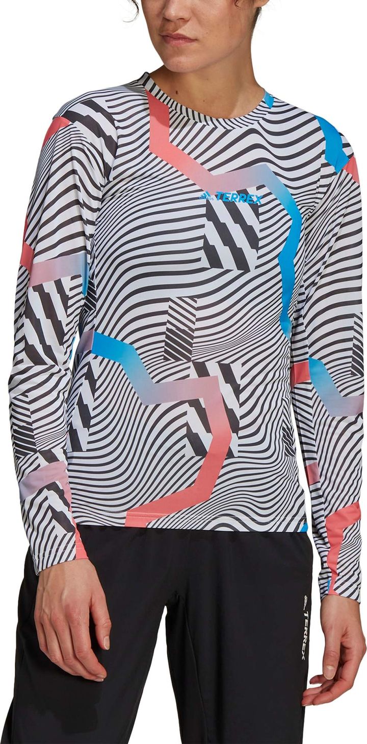 Adidas Women's Terrex Primeblue Trail Graphic LS Top Black/White Adidas