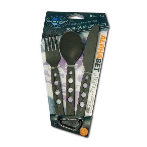 Sea To Summit AlphaSet Cutlery Spoon/Knife/Fork Grey Anodised Sea to Summit
