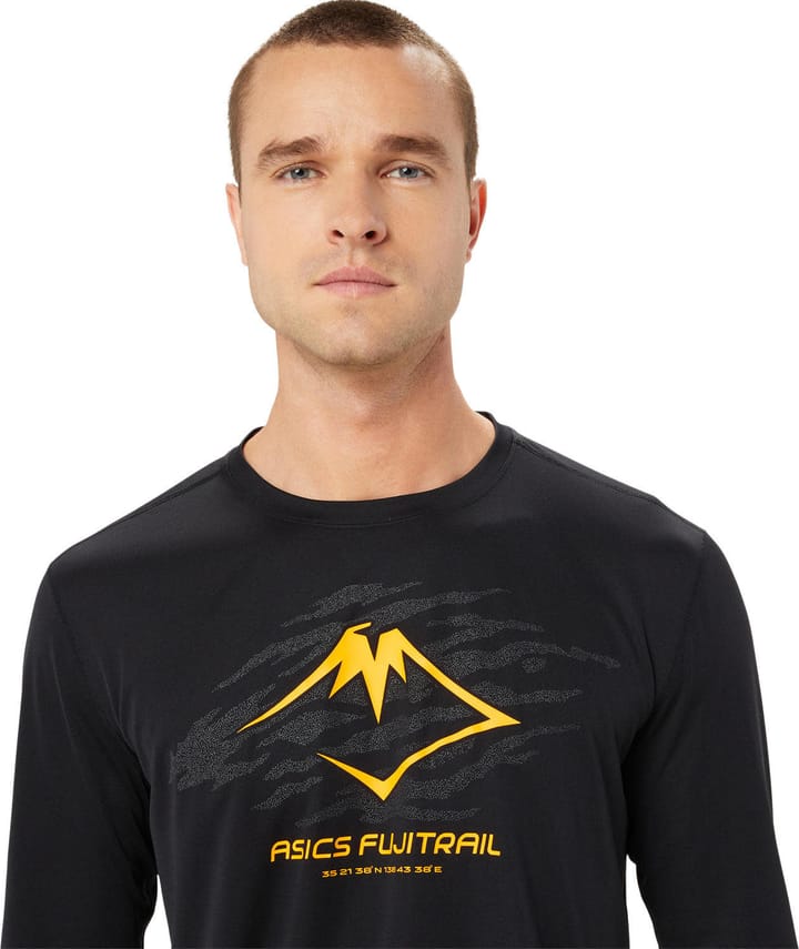 Asics Men's Fujitrail Logo Ls Top Performance Black/Carbon/ Fellow Yellow Asics