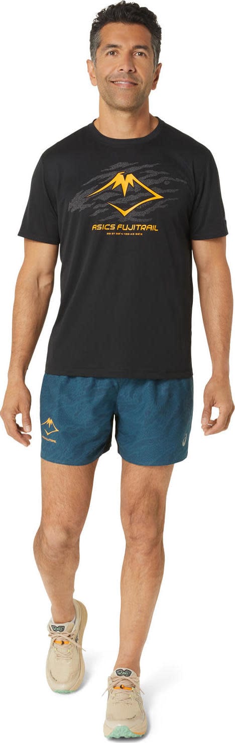 Asics Men's Fujitrail Logo Short Sleeve Top Performance Black/Carbon/Fellow Yellow Asics