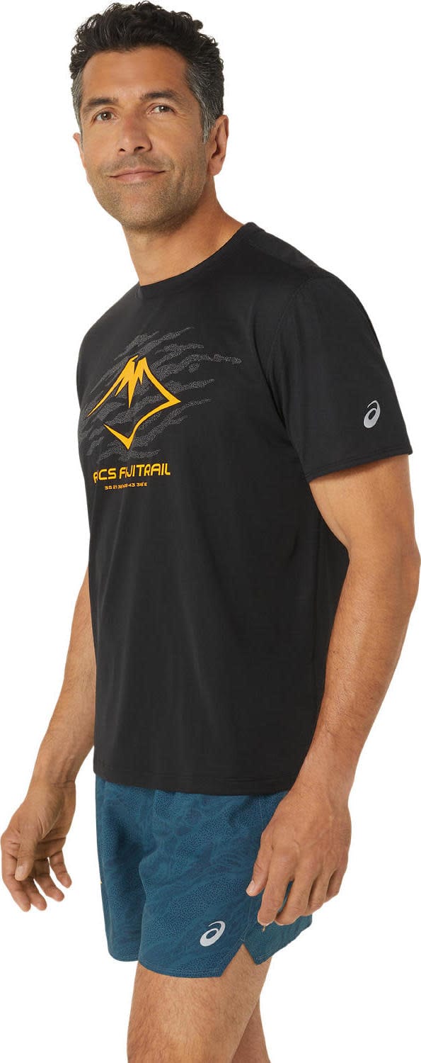 Asics Men's Fujitrail Logo Short Sleeve Top Performance Black/Carbon/Fellow Yellow Asics