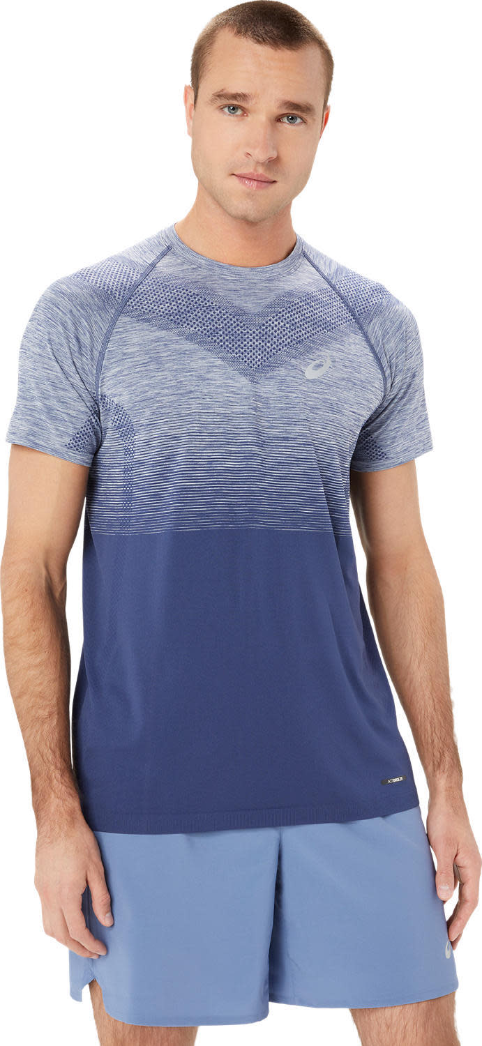 Asics Men's Seamless SS Top Denim Blue/Thunder Blue L, Denim Blue/Thunder Blue