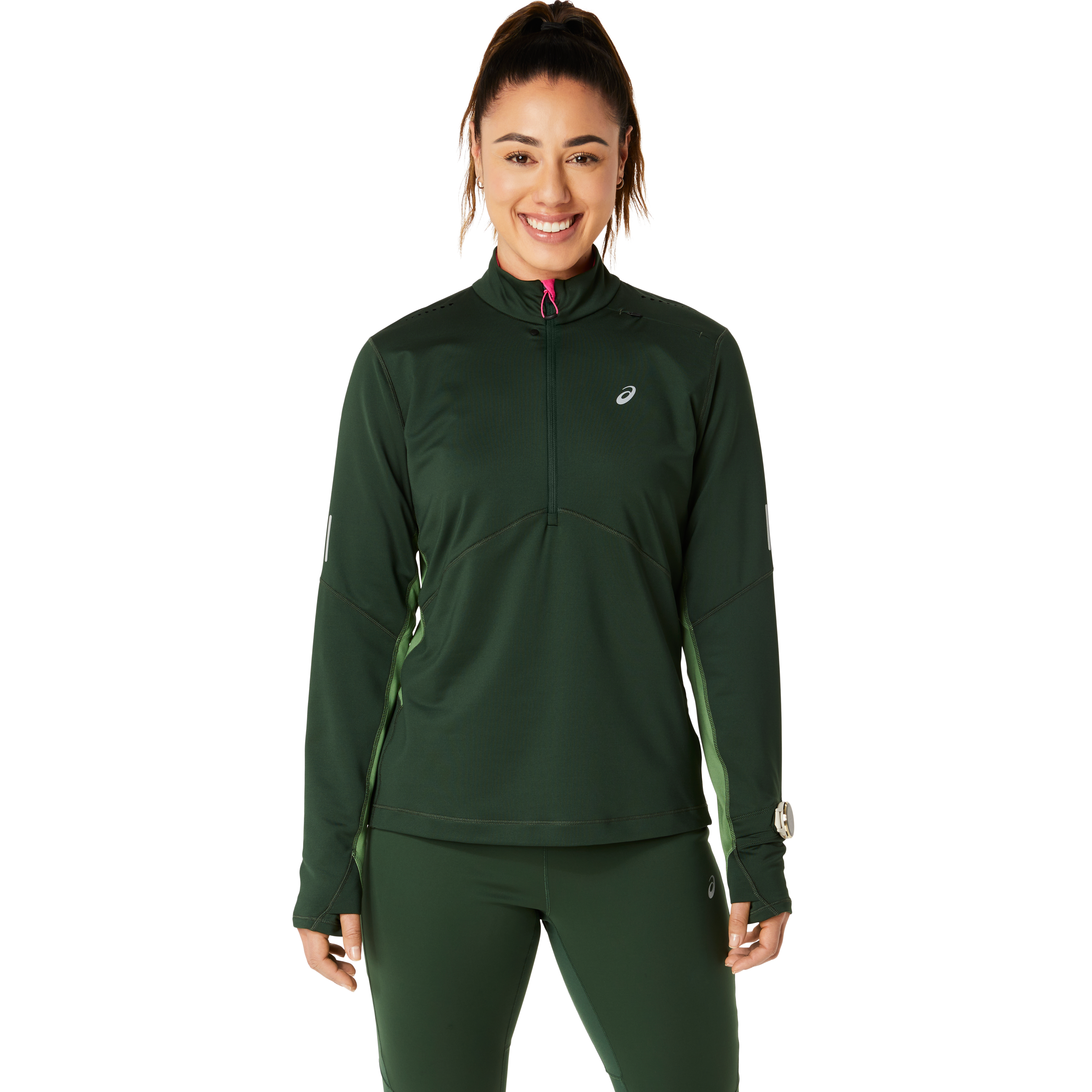 Women’s Winter Run 1/2 Zip Mid Layer Rain Forest/Cedar Green