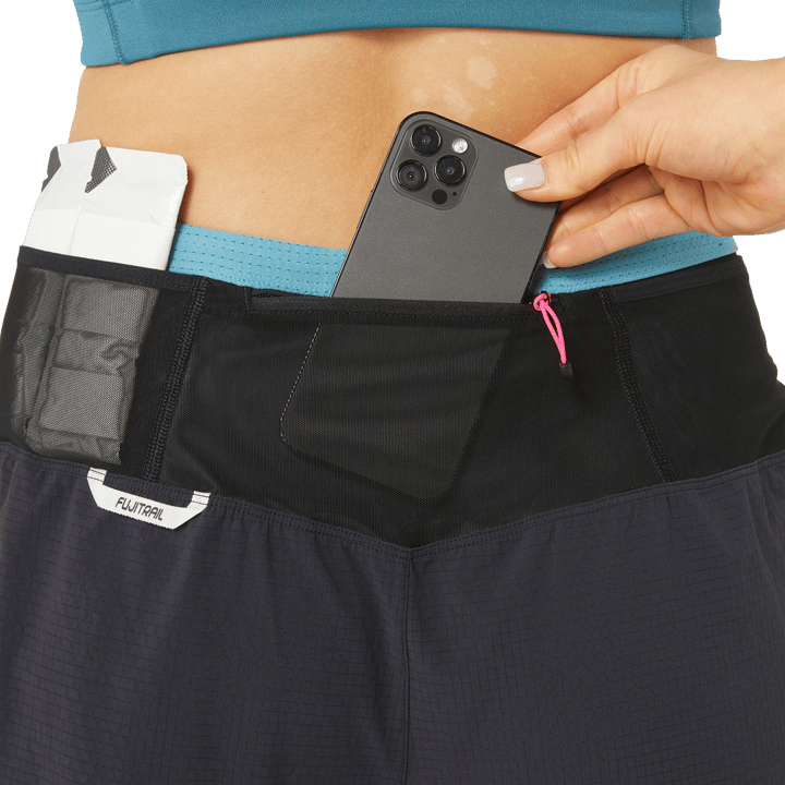 Asics Women's Fujitrail 2-N-1 Short Performance Black/Gris Blue Asics Asics Women's Fujitrail 2-N-1 Short Performance Black/Gris Blue Asics