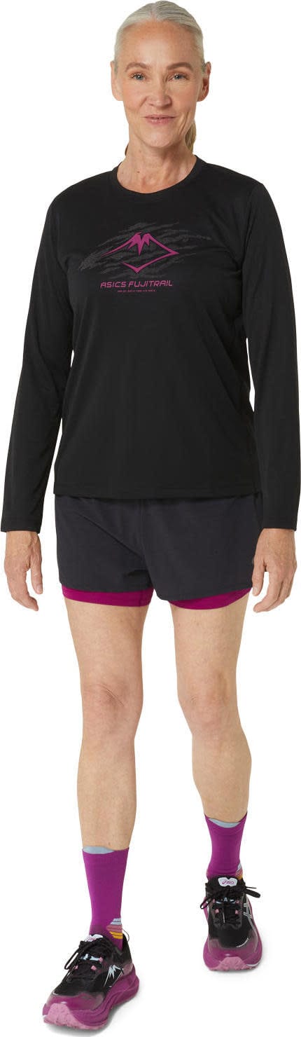 Asics Women's Fujitrail Logo Ls Top Performance Black/Blackberry Asics