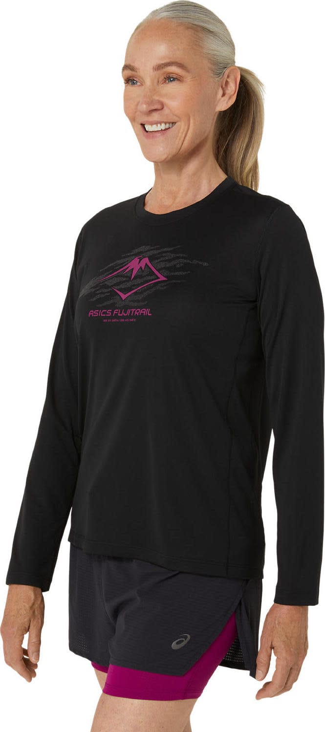 Asics Women's Fujitrail Logo Ls Top Performance Black/Blackberry Asics