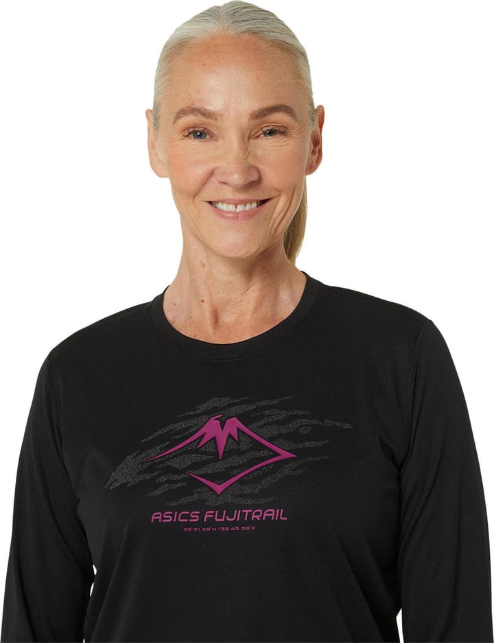 Asics Women's Fujitrail Logo Ls Top Performance Black/Blackberry Asics