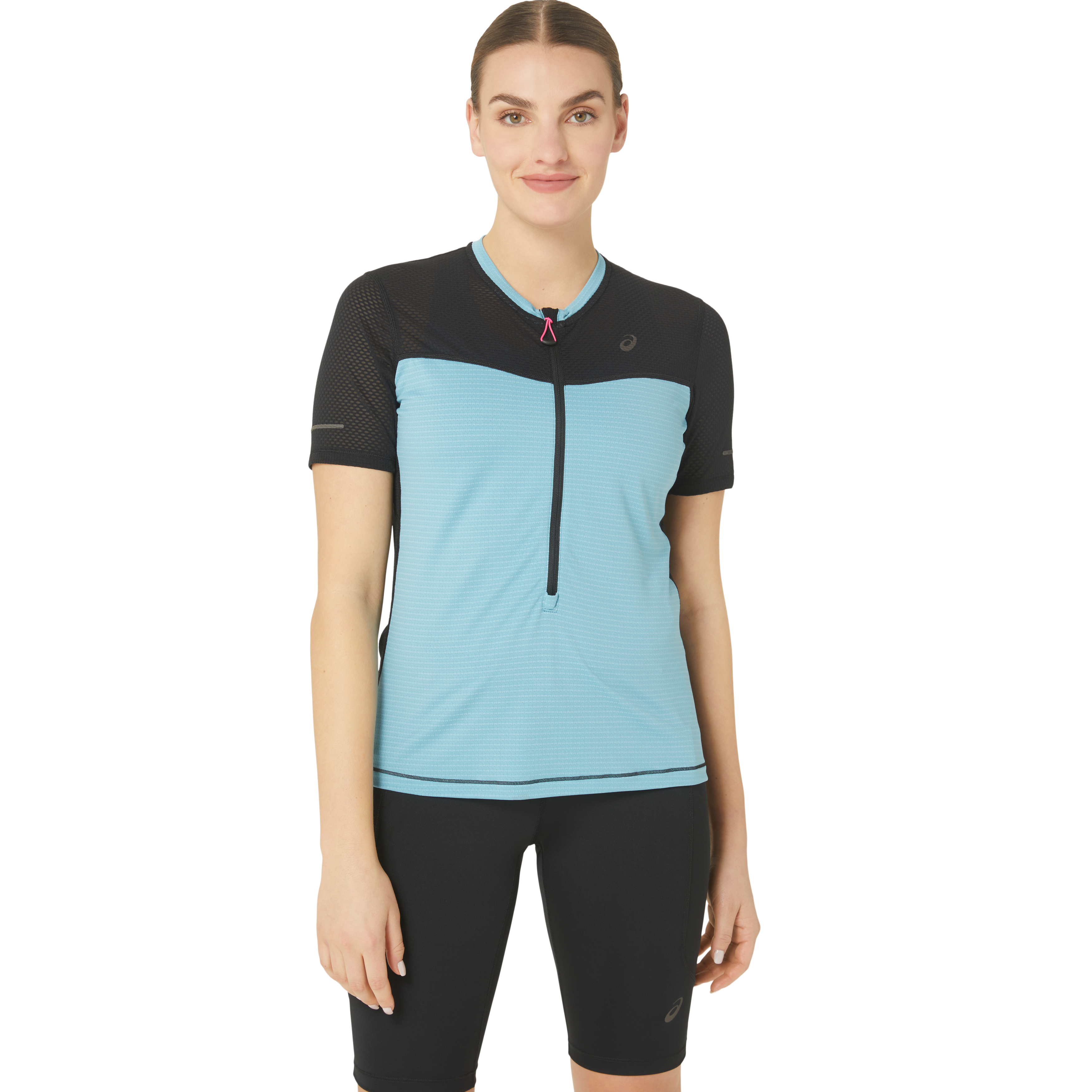 Asics Women's Fujitrail Short Sleeve Top Performance Black/Gris Blue L, Performance Black/Gris Blue