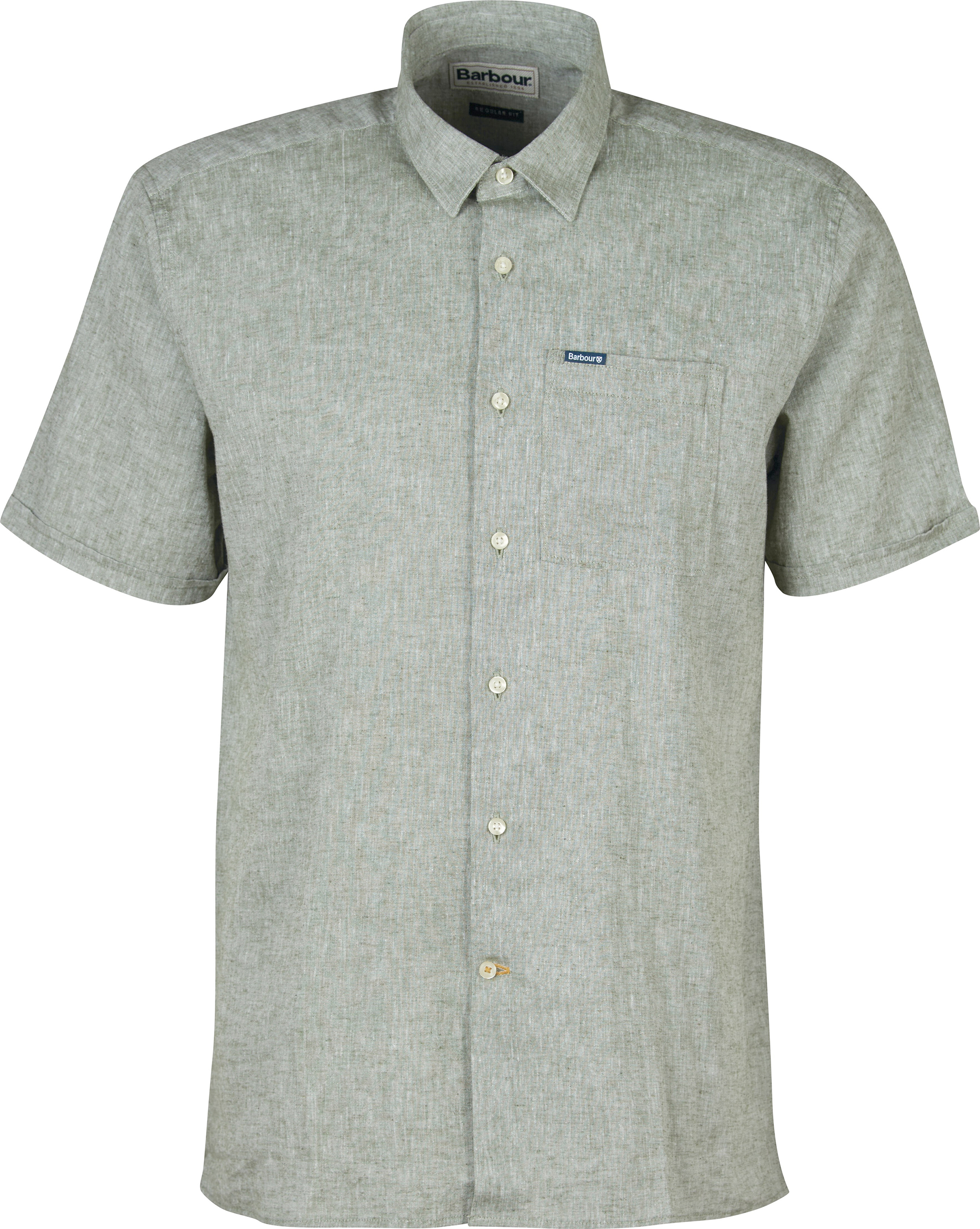Barbour Men's Nelson Shortsleeve Summer Shirt Bleached Olive Kortärmade skjortor L