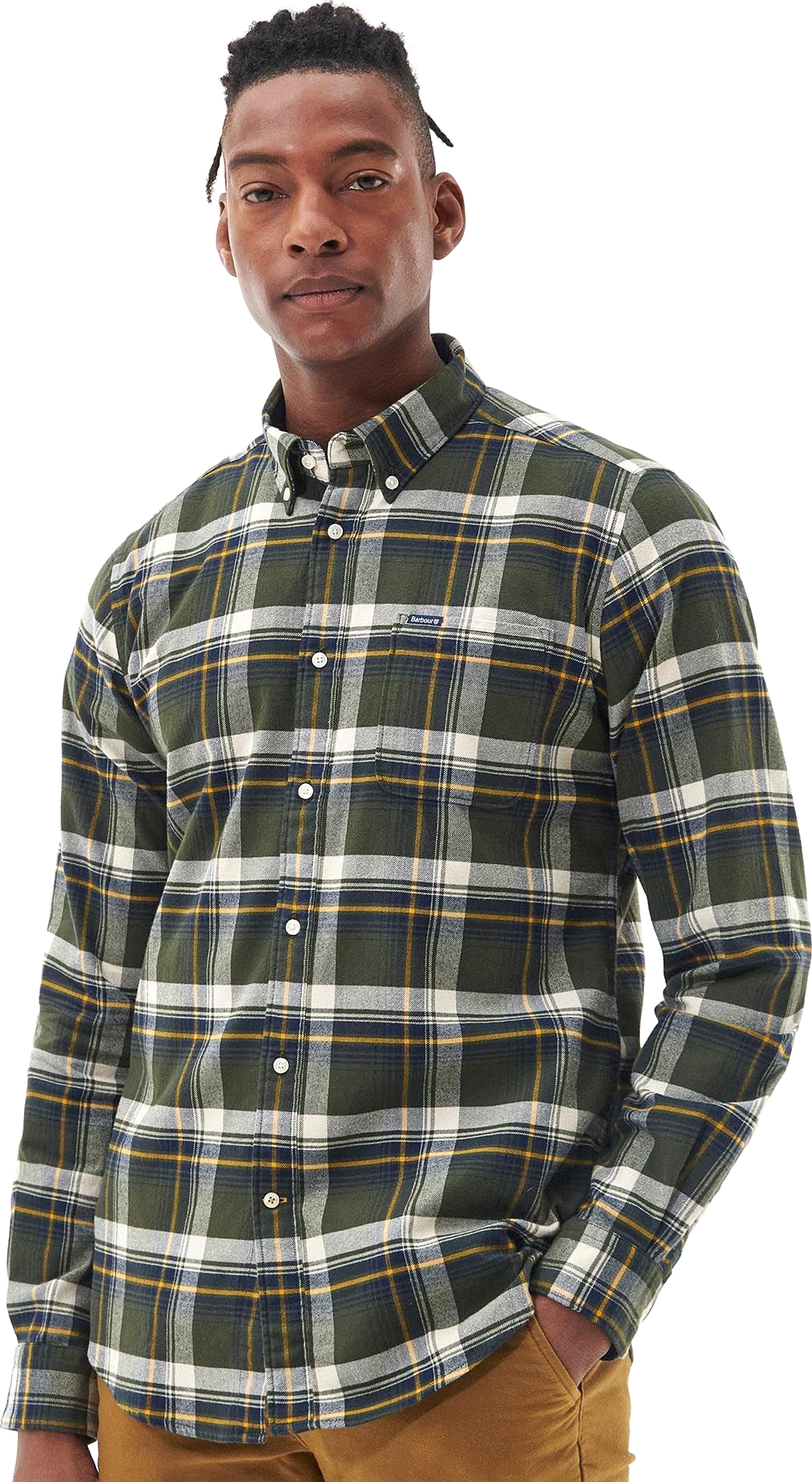 Barbour Men's Barbour Shieldton Tailored Fit Olive/Forest Mist Långärmade skjortor M