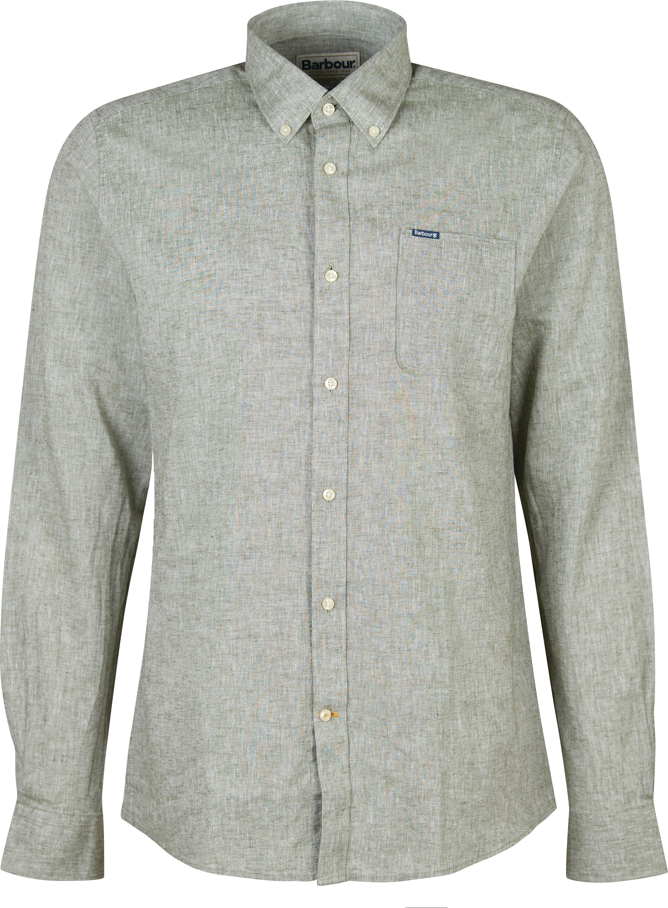 Barbour Men's Nelson Tailored Fit Shirt Bleached Olive Långärmade skjortor L