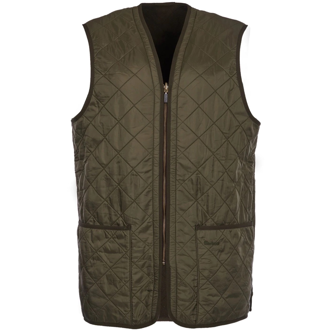 Men’s Polarquilt Waistcoat Zip-In Dark Olive Check