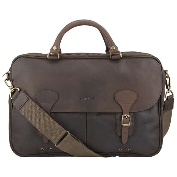 Barbour Wax Leather Briefcase Olive Barbour