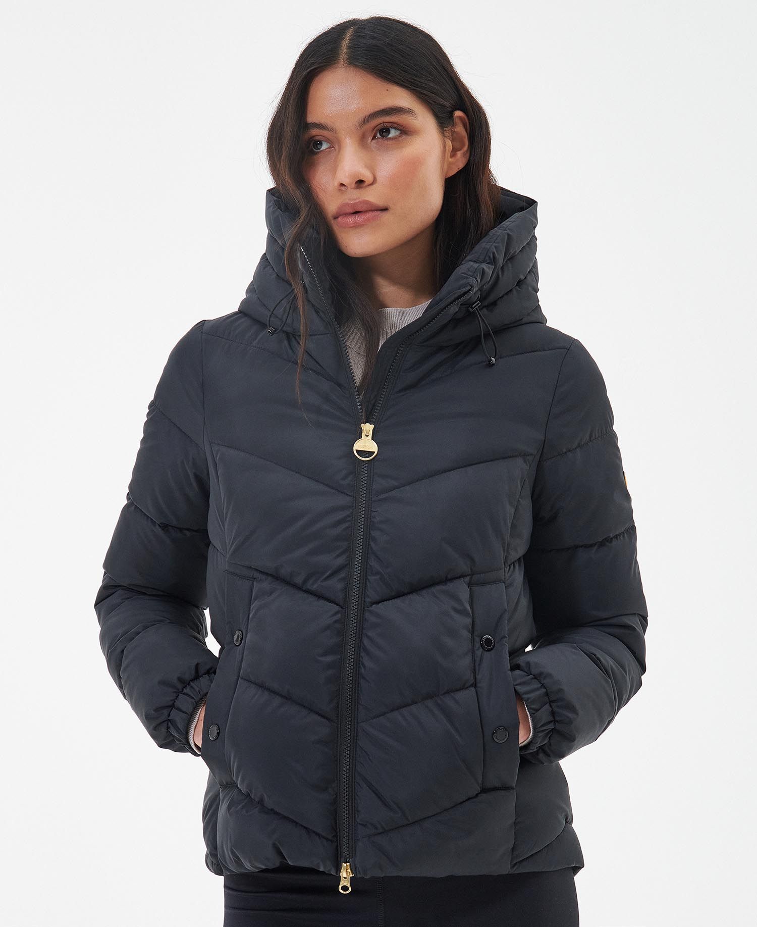 Barbour Women's B Intl Long Boston Quilted Jacket Black