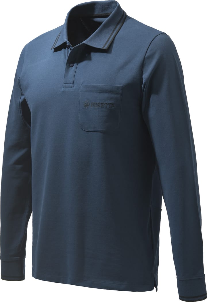 Men's Airmesh Polo Long Sleeve Blue Total Eclipse Beretta