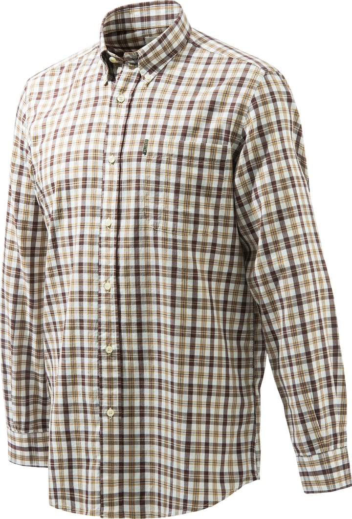 Beretta Men's Wood Button Down Shirt Beige & Brunette Check Beretta