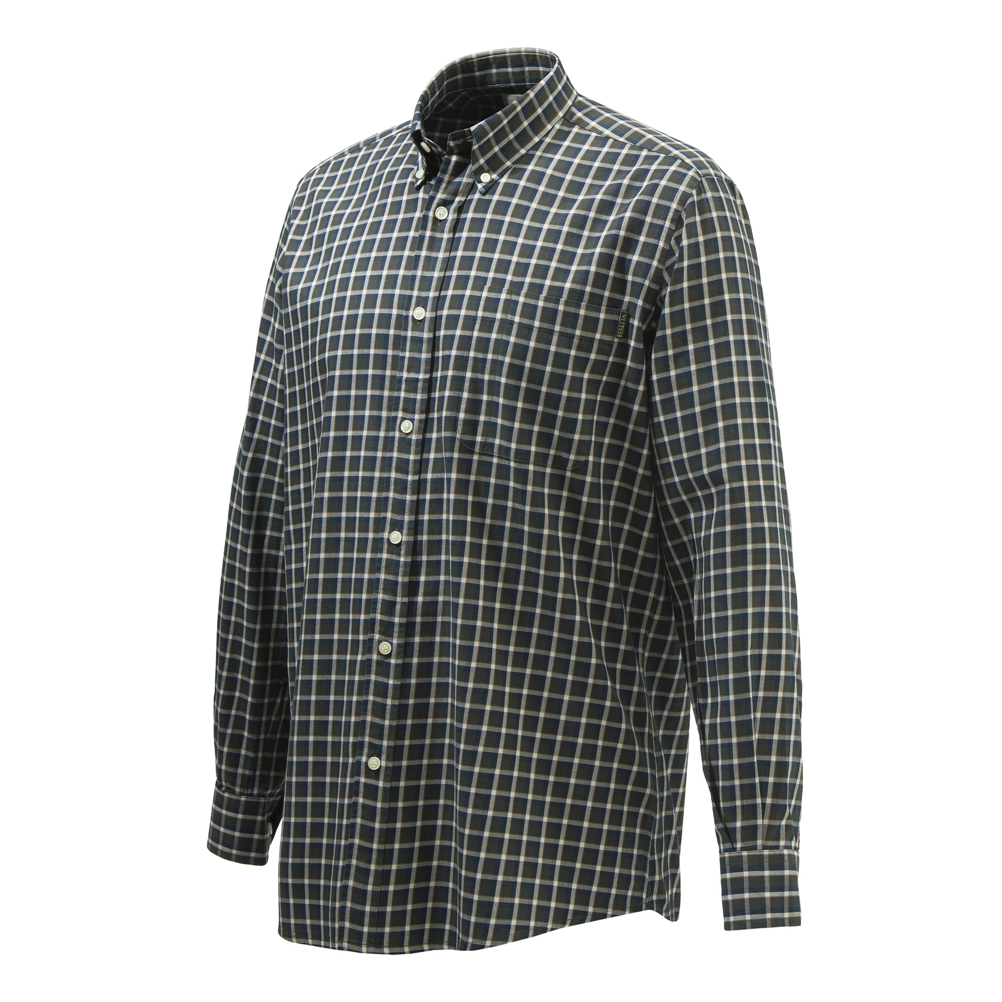 Beretta Men's Wood Button Down Shirt Green Moss Check Långärmade skjortor S