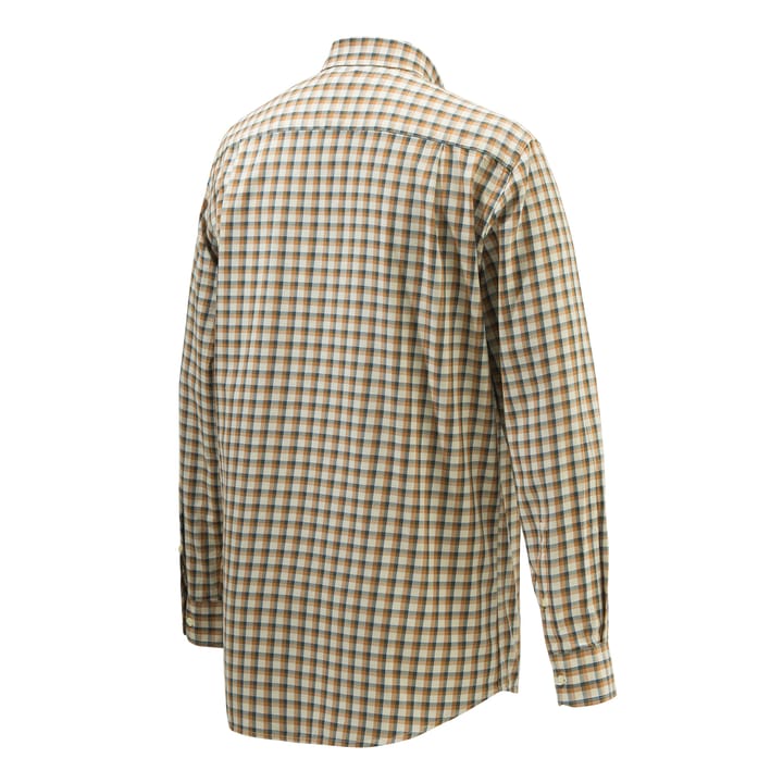 Men's Wood Button Down Shirt Beige & Rust Check Beretta