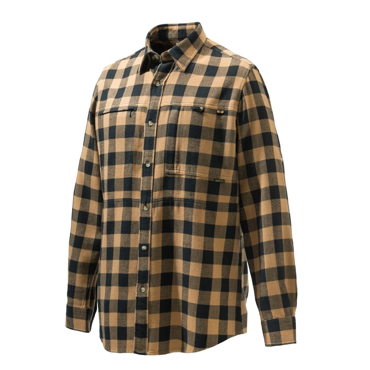 Beretta Men's Overshirt Zippered Pocket Camel & Black Check Beretta Beretta Men's Overshirt Zippered Pocket Camel & Black Check Beretta