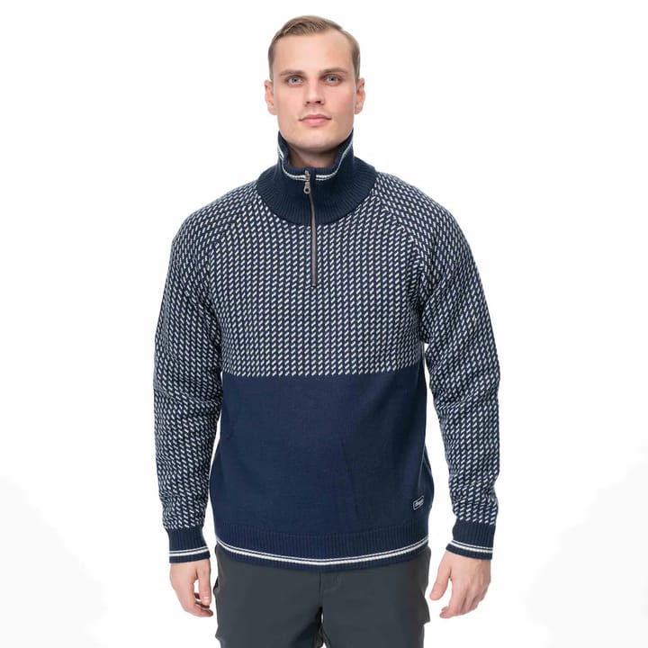 Bergans Men's Alvdal Wool Half Zip Navy Blue/Vanilla White Bergans