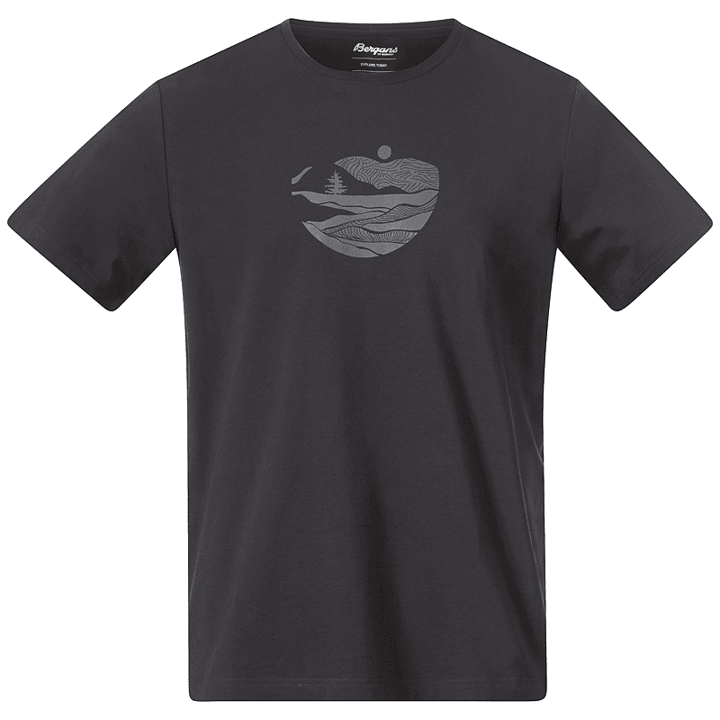 Bergans Men's Nordmarka Organic Cotton Print Tee Dark Shadow Grey/Dark Shadow Grey Sunset Bergans
