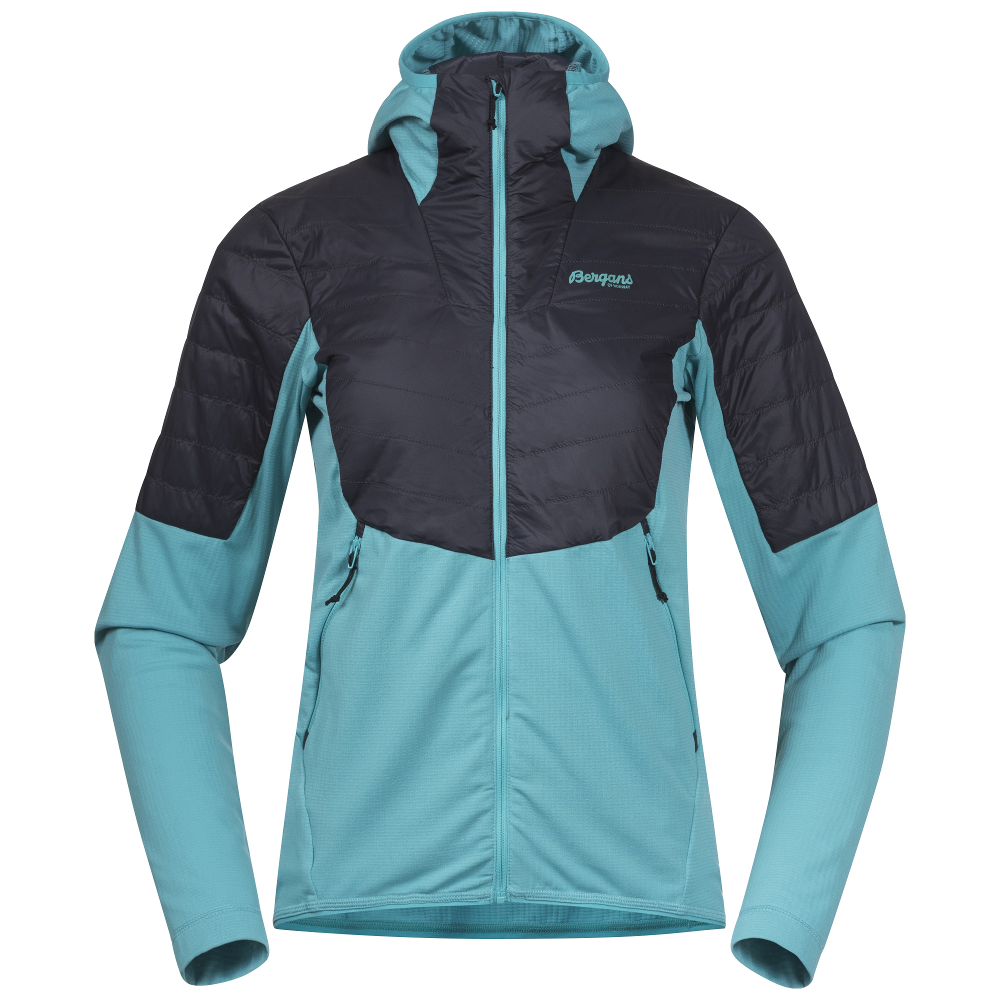 Bergans Women’s Senja Midlayer Hood Jacket Light Glacier Lake/Solid Charcoal