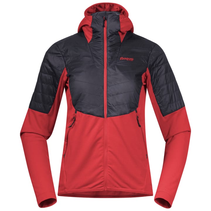 Bergans Women's Senja Midlayer Hood Jacket Light Dahlia Red/Solid Charcoal Bergans