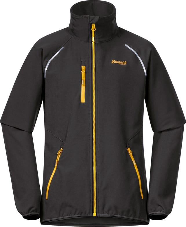 Bergans Girls' Sjoa Light Softshell Jacket Solid Charcoal/Light Golden Yellow Bergans