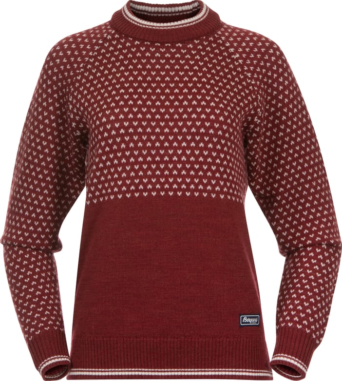 Bergans Women's Alvdal Wool Jumper (2022) Chianti Red/Vanilla White Bergans