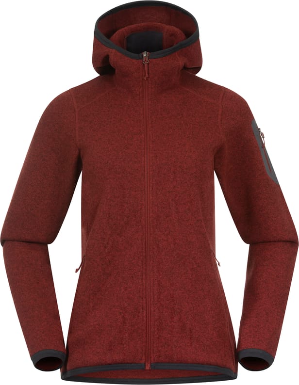 Women's Kamphaug Knitted Hoodie Chianti Red Bergans