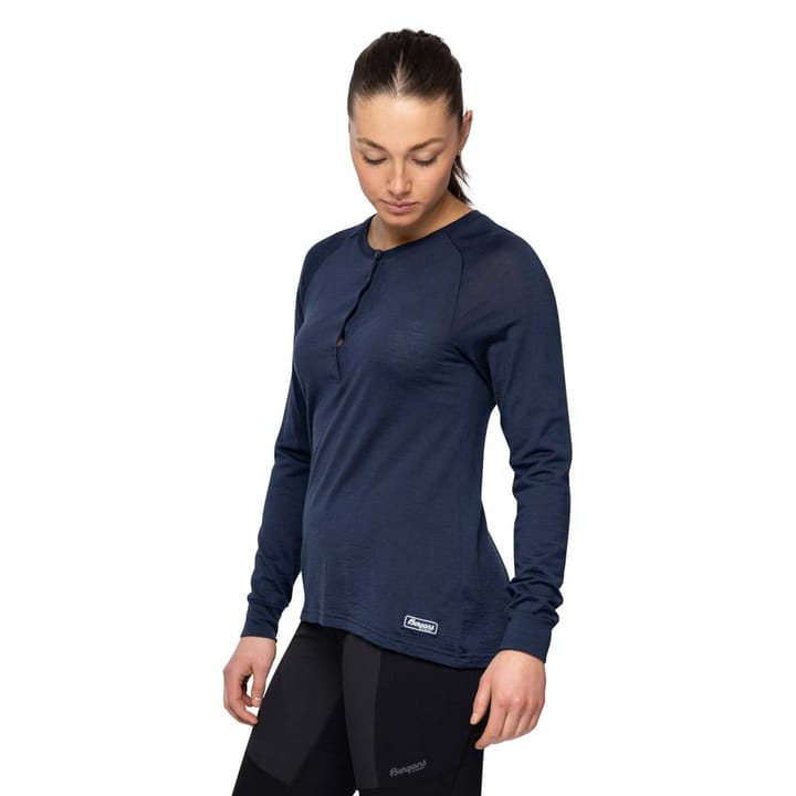 Bergans Women's Lysebu Wool Henley Navy Blue Bergans