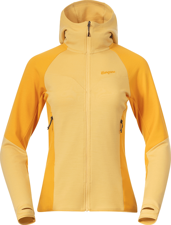 Bergans Women’s Tind Merino Hood Jacket  Buttercup Yellow/Marigold Yellow