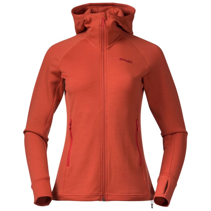 Women's Ulstein Wool Hood Jacket Brick Bergans