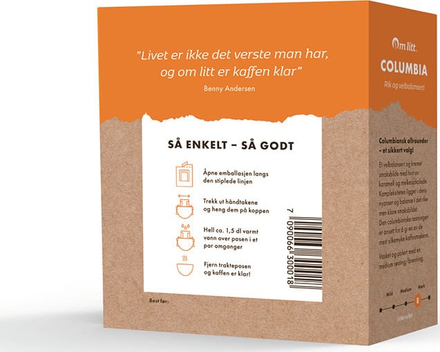 Om Litt Colombia Kaffe Filter Medium Brent/røsted Om Litt Colombia Kaffe Filter Medium Brent/røsted