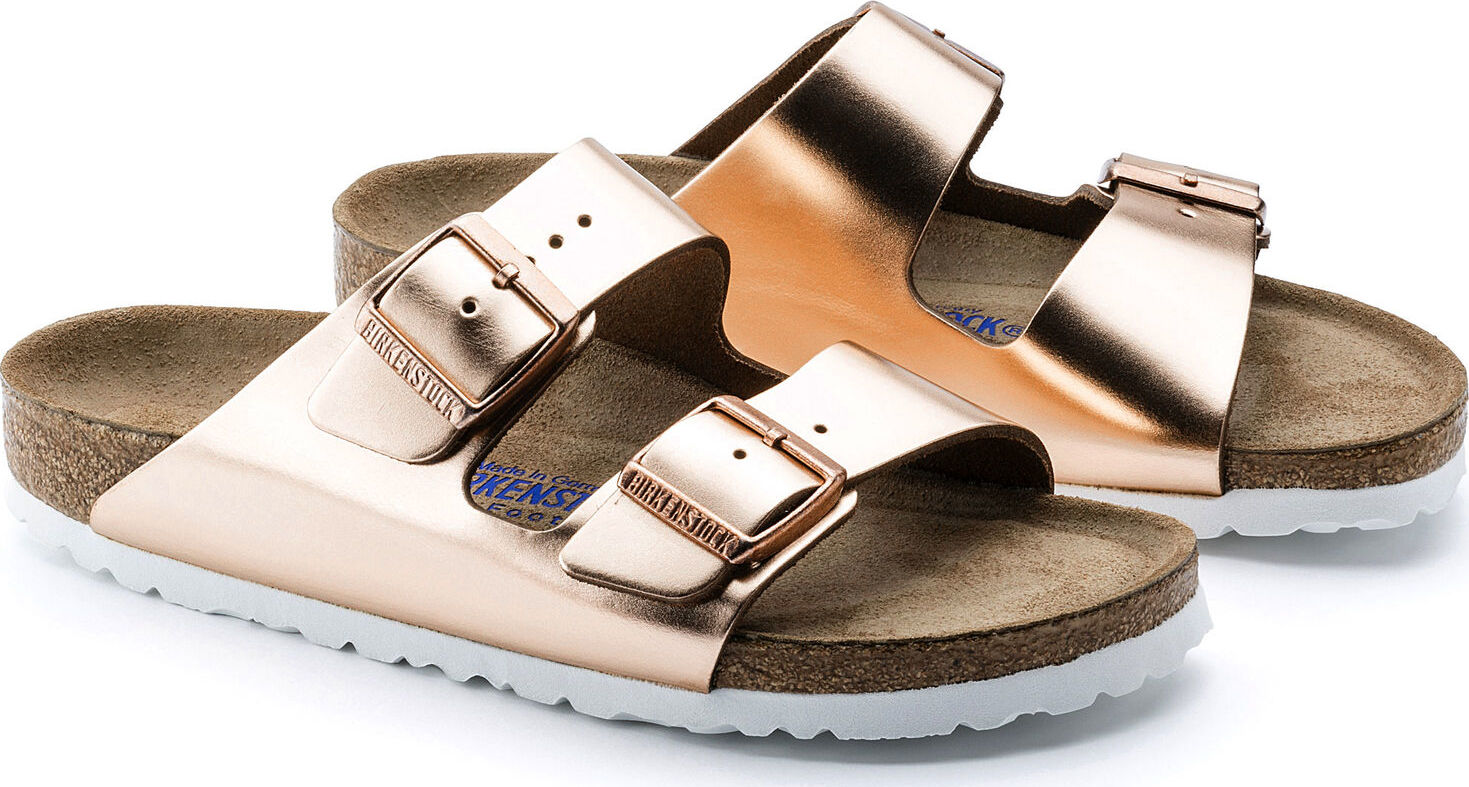 Birkenstock Women's Arizona Soft Footbed Lena Metallic Copper 41, Metallic Copper