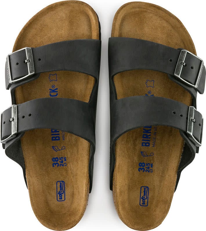 Birkenstock Arizona Oiled Nubuck Leather Soft Footbed Regular Black Birkenstock