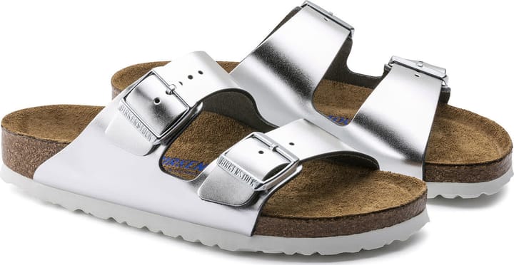 Birkenstock Women's Arizona Soft Footbed Lena Metallic Silver Birkenstock