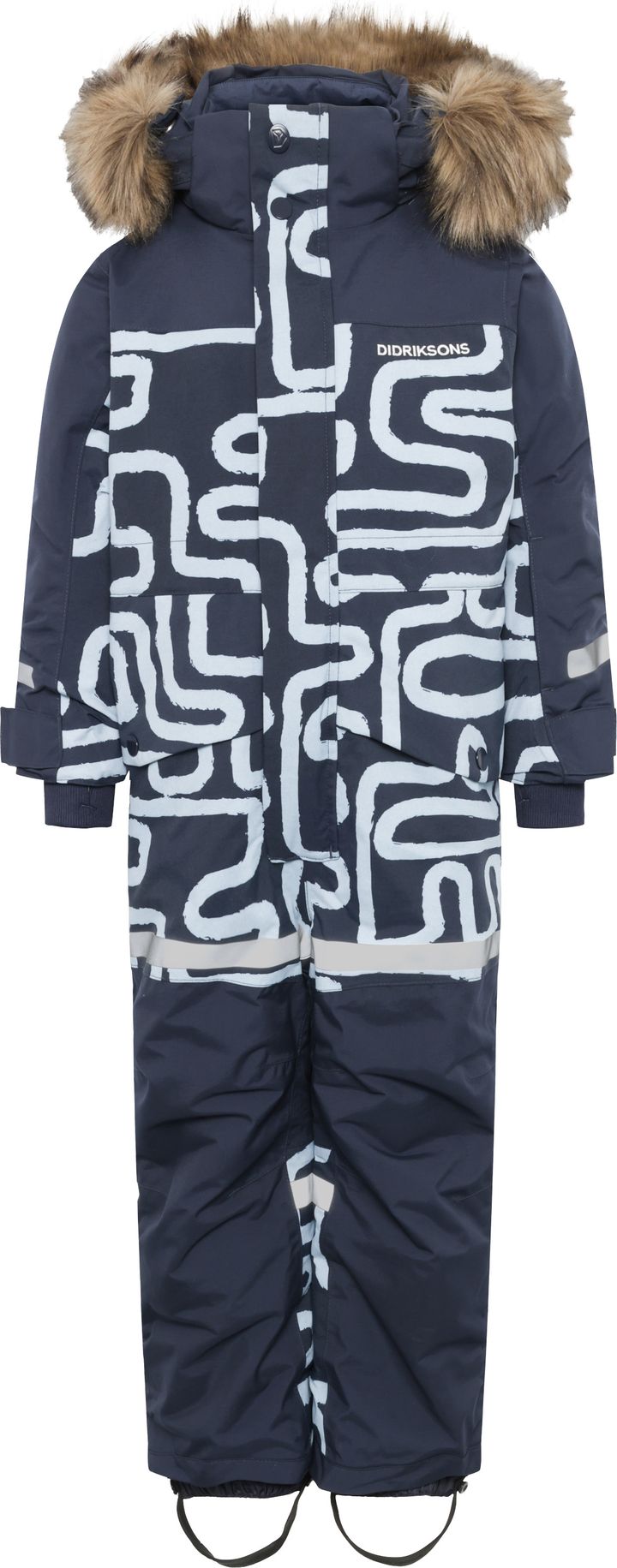 Didriksons Kids' Bjärven Printed Coverall 2 Path S Blue Didriksons