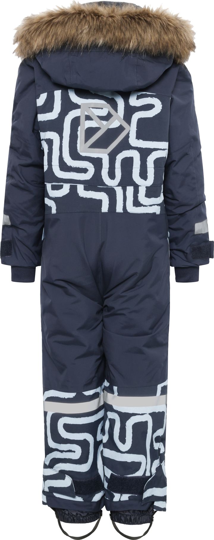 Didriksons Kids' Bjärven Printed Coverall 2 Path S Blue Didriksons