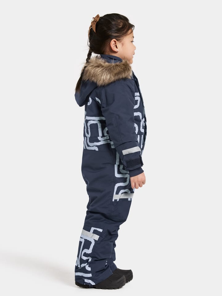 Didriksons Kids' Bjärven Printed Coverall 2 Path S Blue Didriksons