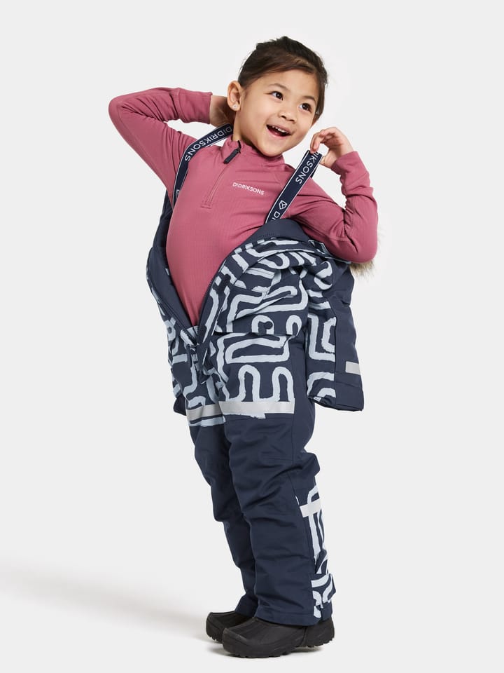 Didriksons Kids' Bjärven Printed Coverall 2 Path S Blue Didriksons