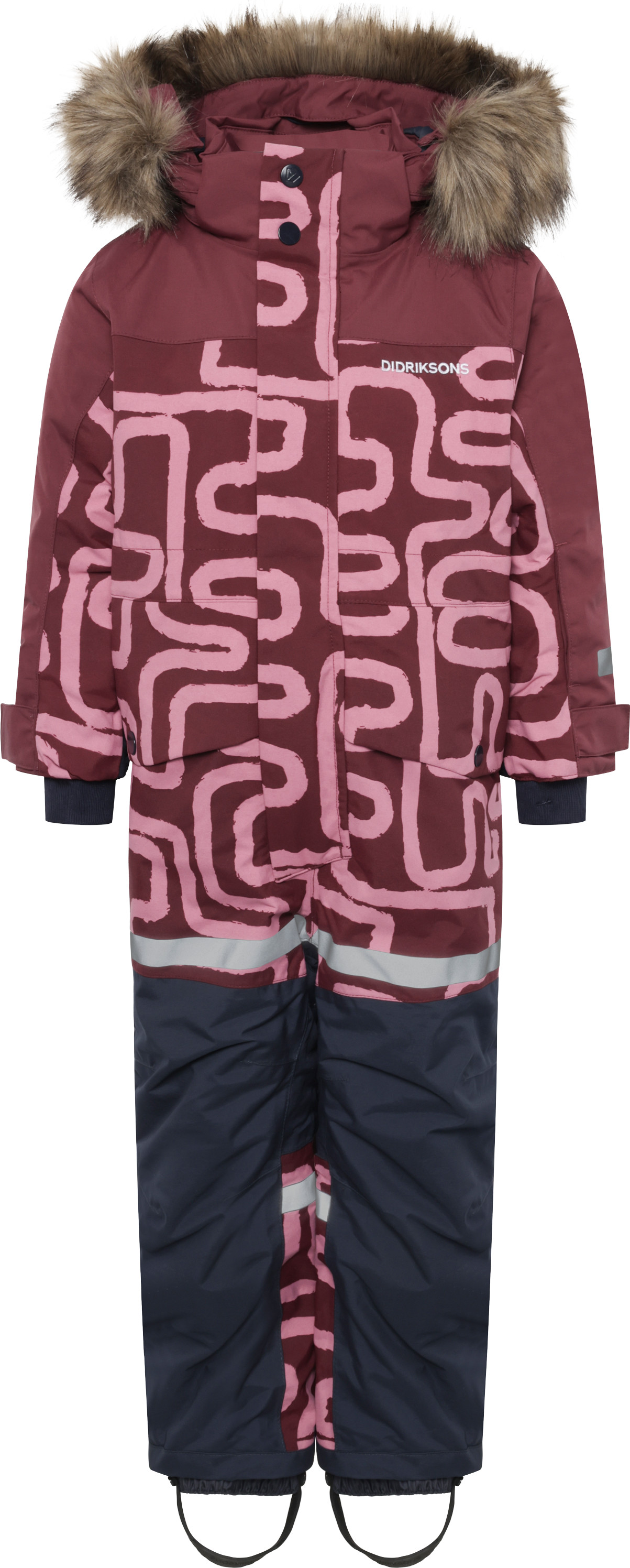 Didriksons Kids' Bjärven Printed Coverall 2 Path S Pink