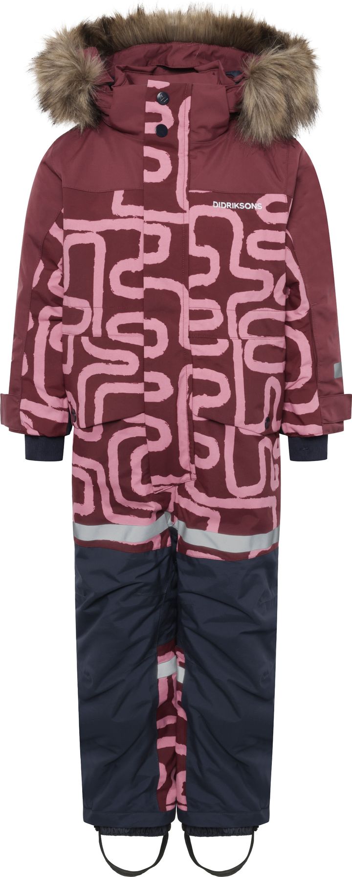 Didriksons Kids' Bjärven Printed Coverall 2 Path S Pink Didriksons