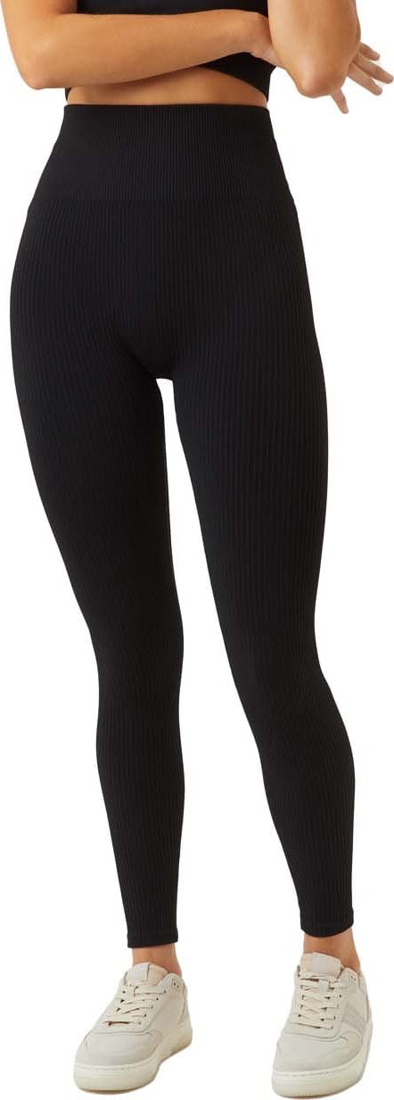 Harlie Black Ribbed High Waisted Leggings