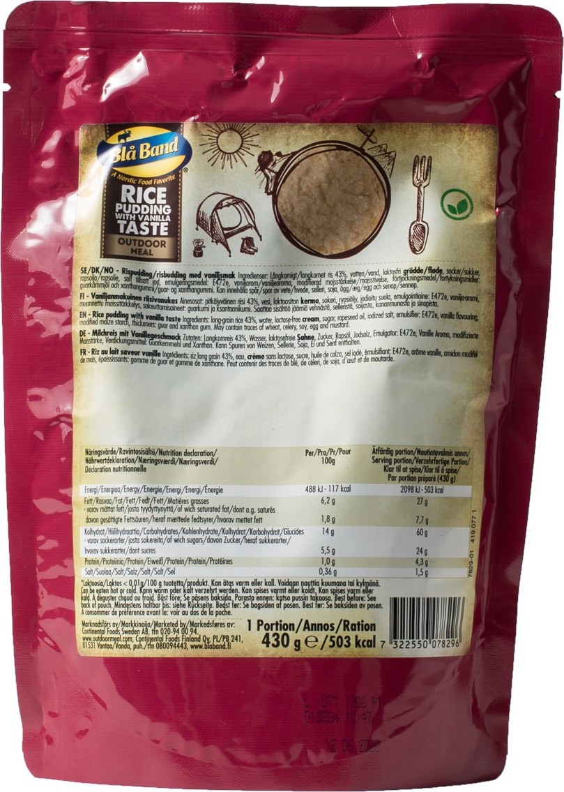 Blå Band Rice Pudding With Vanilla Taste NoColour Friluftsmat OneSize