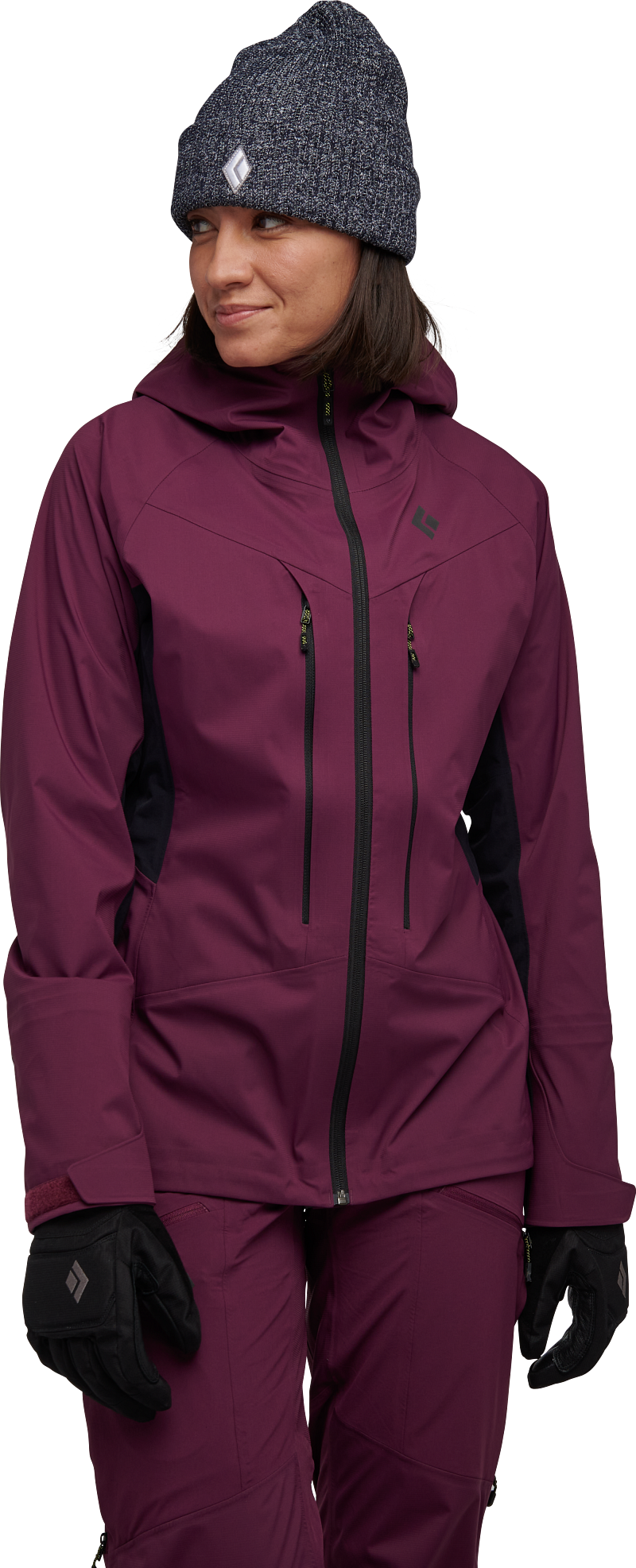 Black Diamond Women's Dawn Patrol Hybrid Shell Jacket Blackberry-Black L, Blackberry/Black