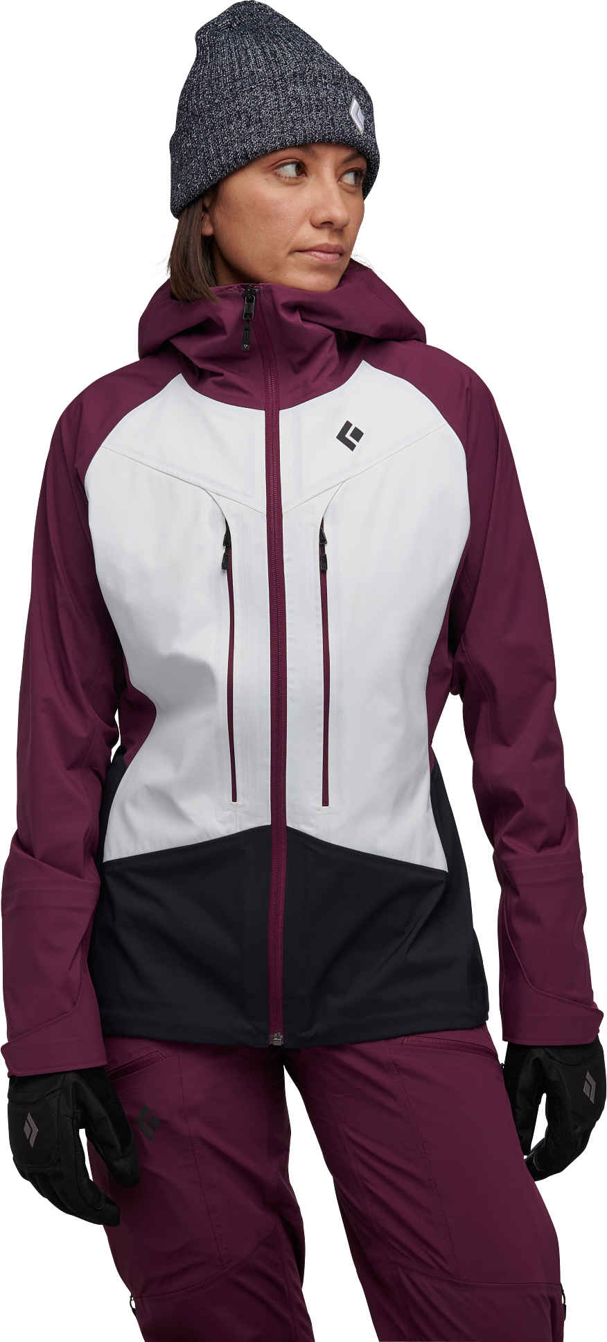 Black Diamond Black Diamond Women's Dawn Patrol Hybrid Shell Jacket White/Blackberry/Black L, White-Blackberry-Black