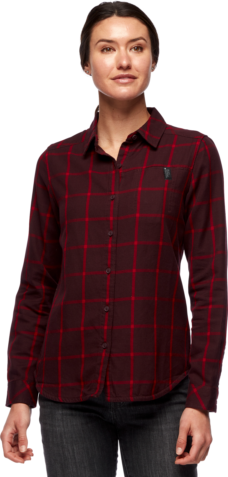 Black Diamond Women's Serenity Flanell Shirt Bordeaux/Vermilion Plaid Långärmade skjortor Bordeaux-Vermillion Plaid XS