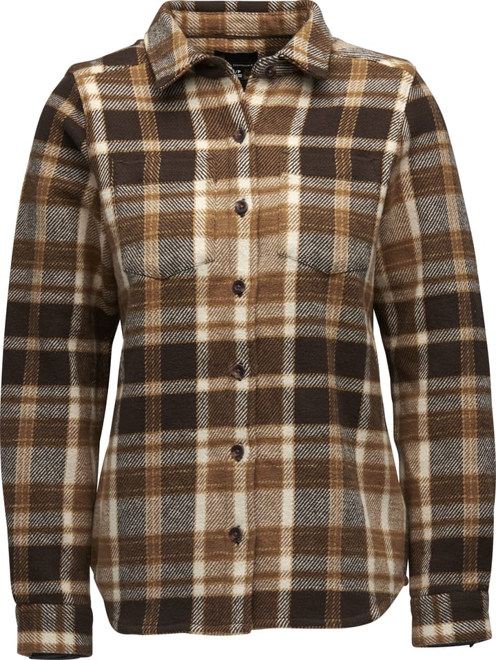 Women's Project Heavy Flannel Bark Brown-Off White Plaid Black Diamond