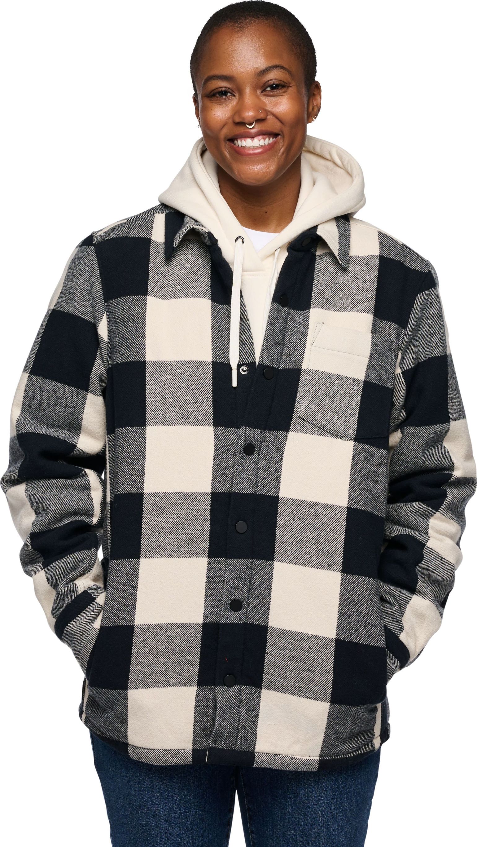 Women's Project Lined Flannel Shirt Black-Off White Plaid